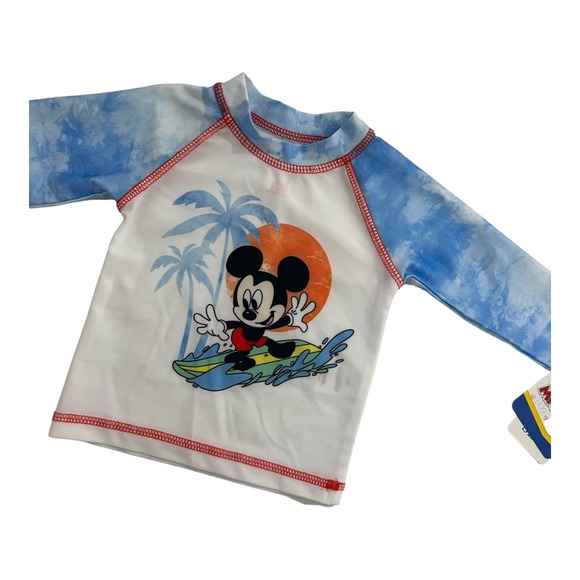 Disney Mickey Mouse Size 3 / 6 Months Baby Boy Swimsuit Rash Guard Set, 2-Piece, - Picture 8 of 9
